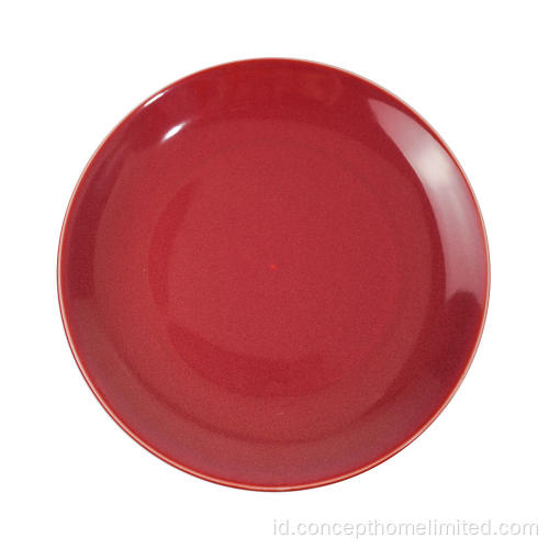 Makan malam stoneware kaca reaktif yang diatur dalam claret-red